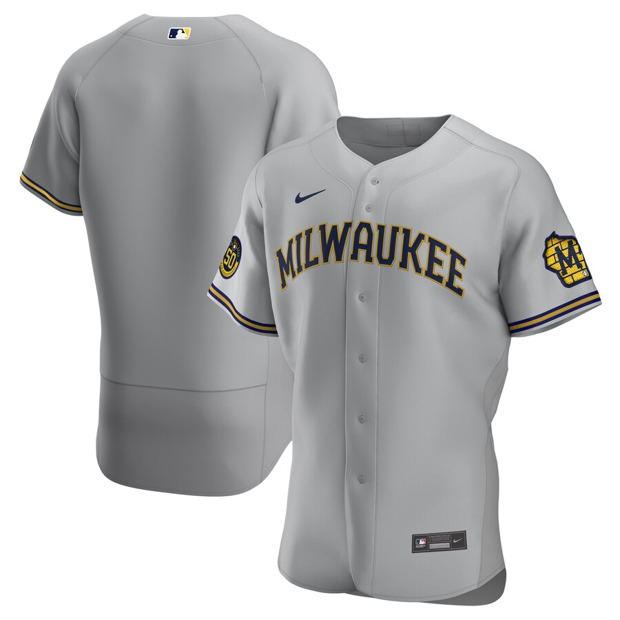 Personalized Milwaukee Brewers Men’s Gray Road 2020 Authentic Team MLB Jersey
