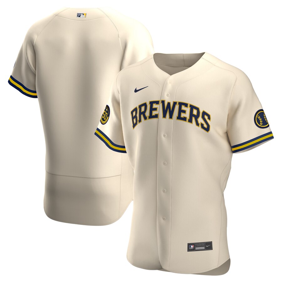 Personalized Milwaukee Brewers Men’s Cream Alternate 2020 Authentic Team MLB Jersey