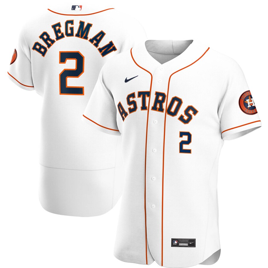 Personalized Houston Astros #2 Alex Bregman Men’s White Home 2020 Authentic Player MLB Jersey