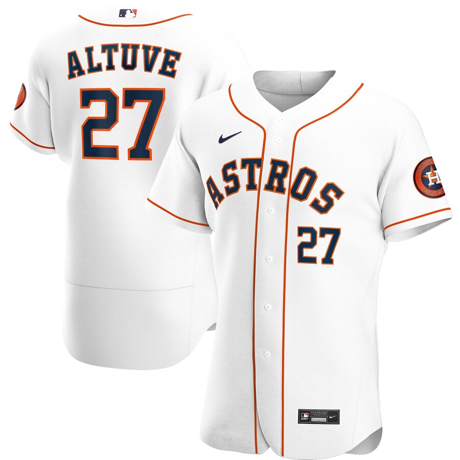 Personalized Houston Astros #27 Jose Altuve Men’s White Home 2020 Authentic Player MLB Jersey