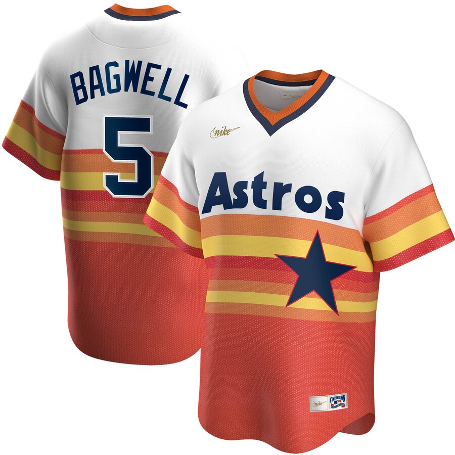 Personalized Houston Astros #5 Jeff Bagwell Home Cooperstown Collection Player MLB Jersey White