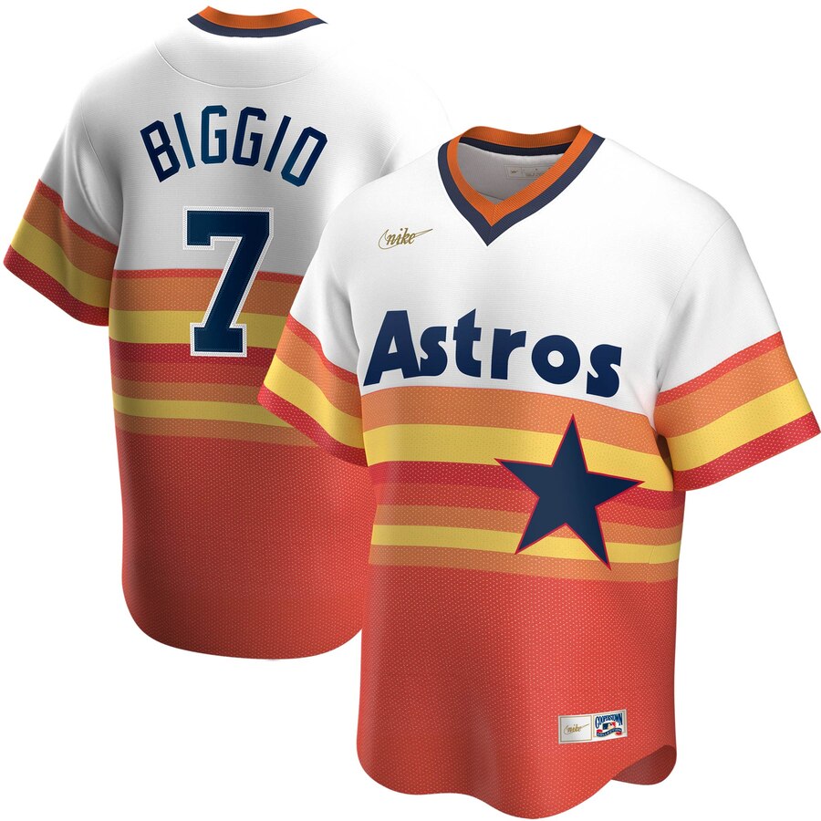 Personalized Houston Astros #7 Craig Biggio Home Cooperstown Collection Player MLB Jersey White