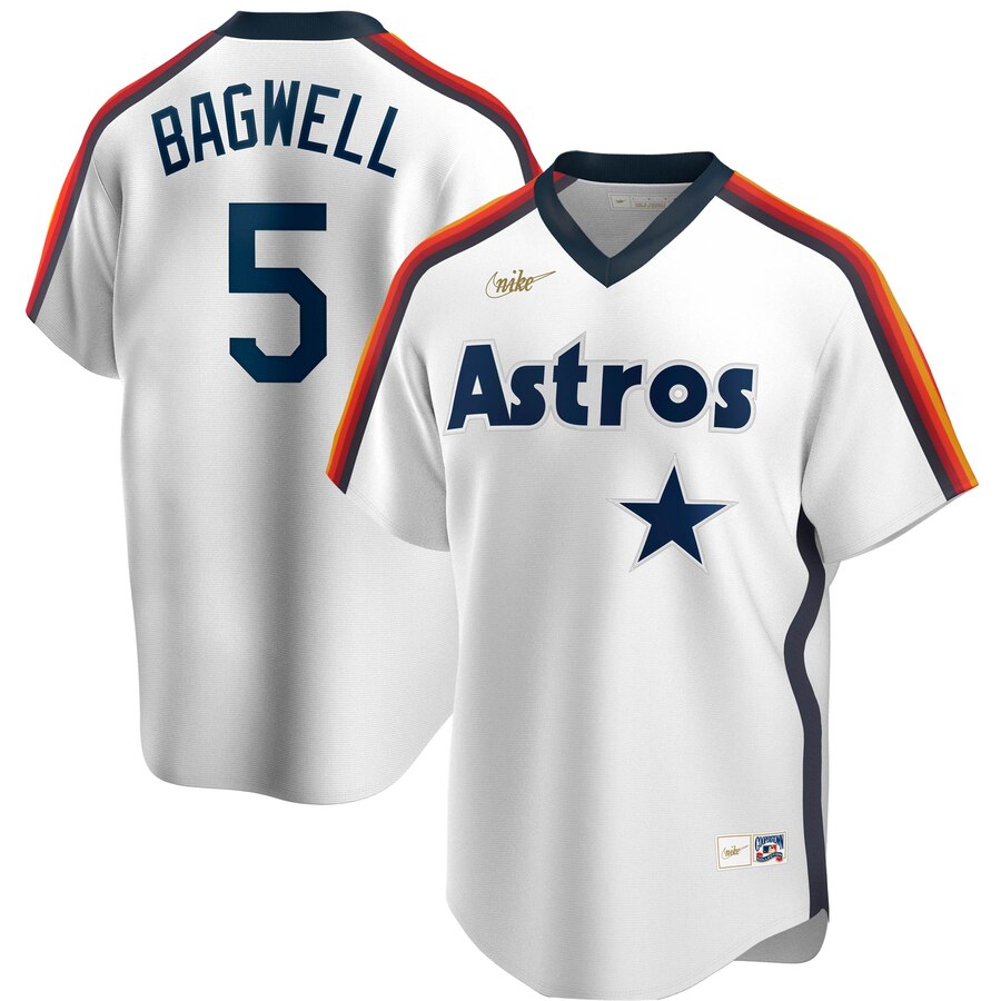 Personalized Houston Astros #5 Jeff Bagwell Home Cooperstown Collection Logo Player MLB Jersey White