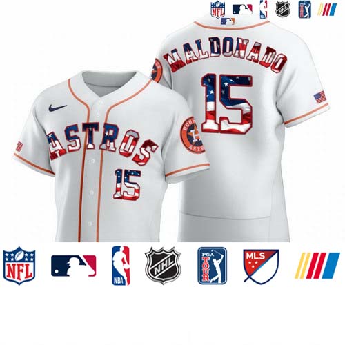 Personalized Houston Astros #15 Carlos Beltran Men’s White Fluttering USA Flag Limited Edition Authentic MLB Jersey