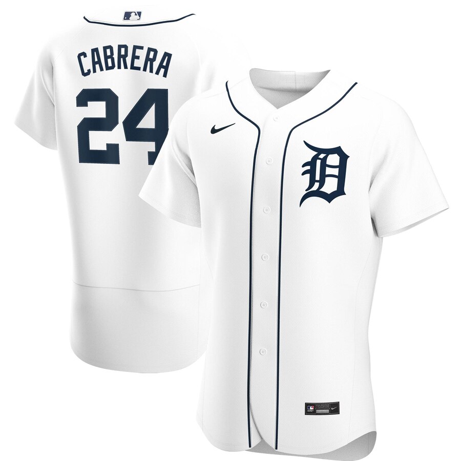 Personalized Detroit Tigers #24 Miguel Cabrera Men’s White Home 2020 Authentic Player MLB Jersey