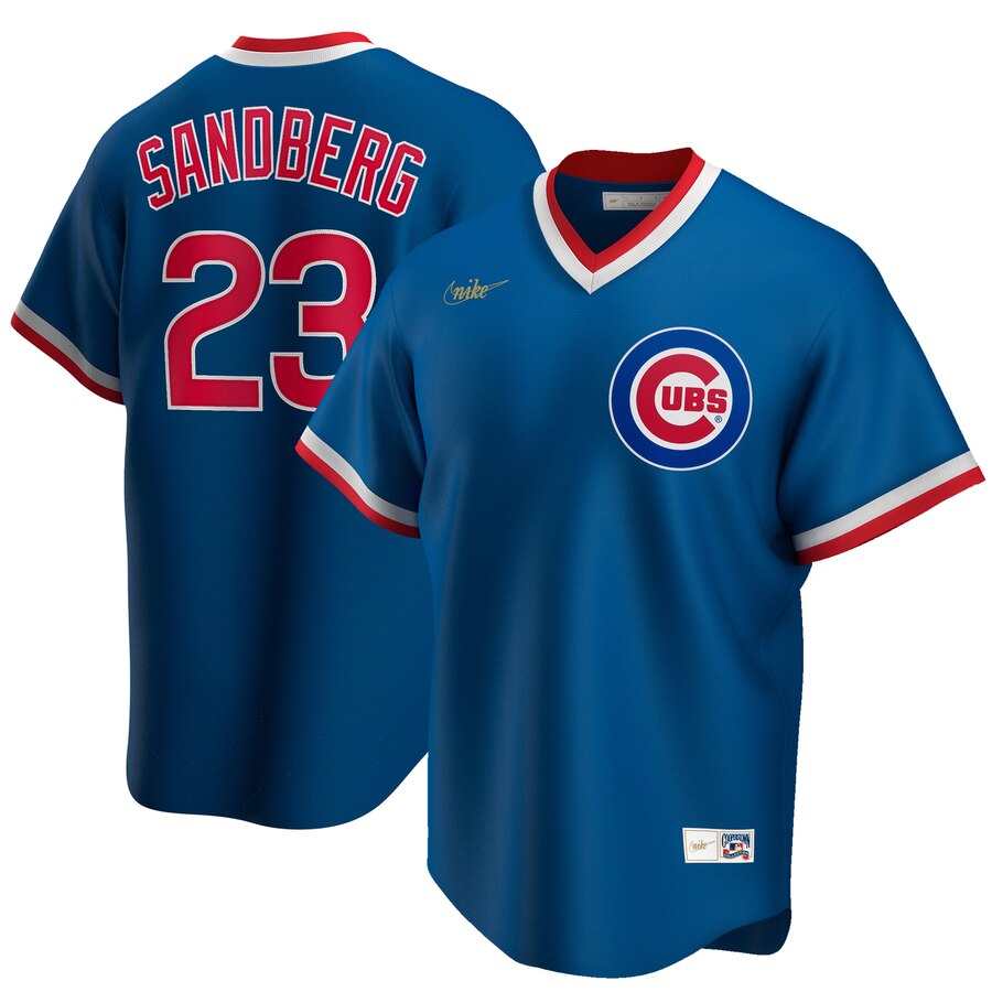 Personalized Chicago Cubs #23 Ryne Sandberg Road Cooperstown Collection Player MLB Jersey Royal