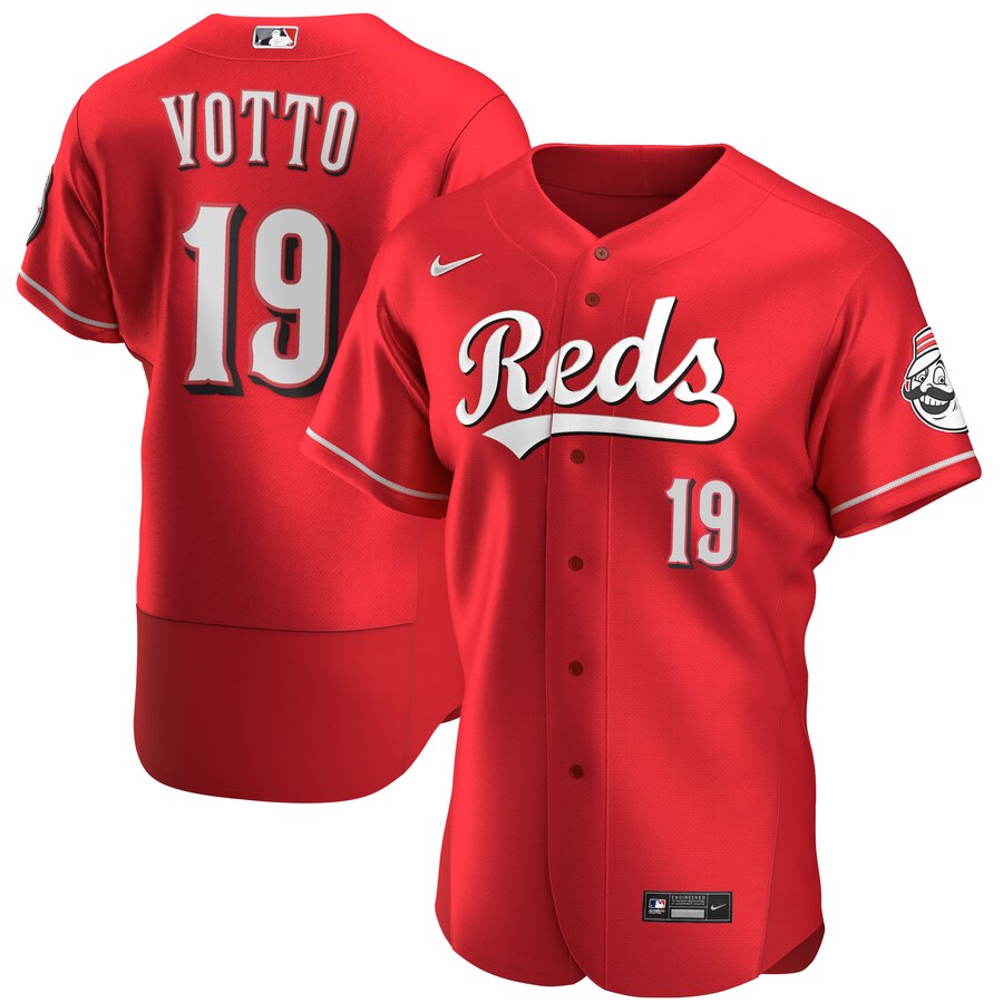 Personalized Cincinnati Reds #19 Joey Votto Men’s Scarlet Authentic Alternate Player MLB Jersey