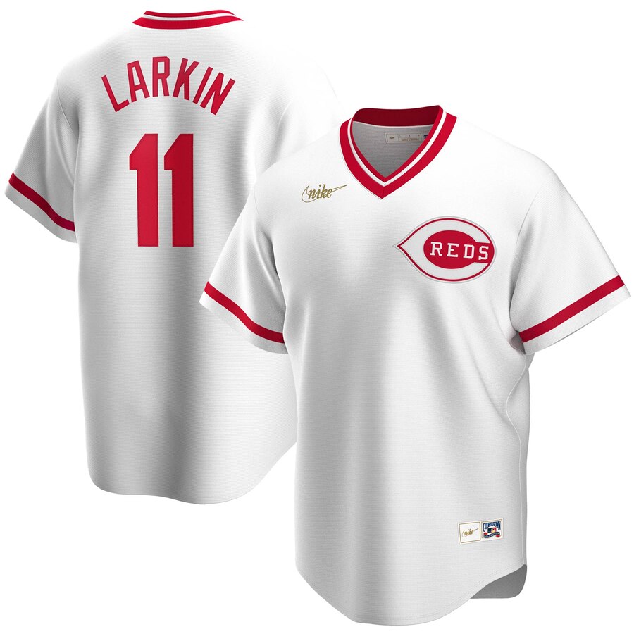 Personalized Cincinnati Reds #11 Barry Larkin Home Cooperstown Collection Player MLB Jersey White