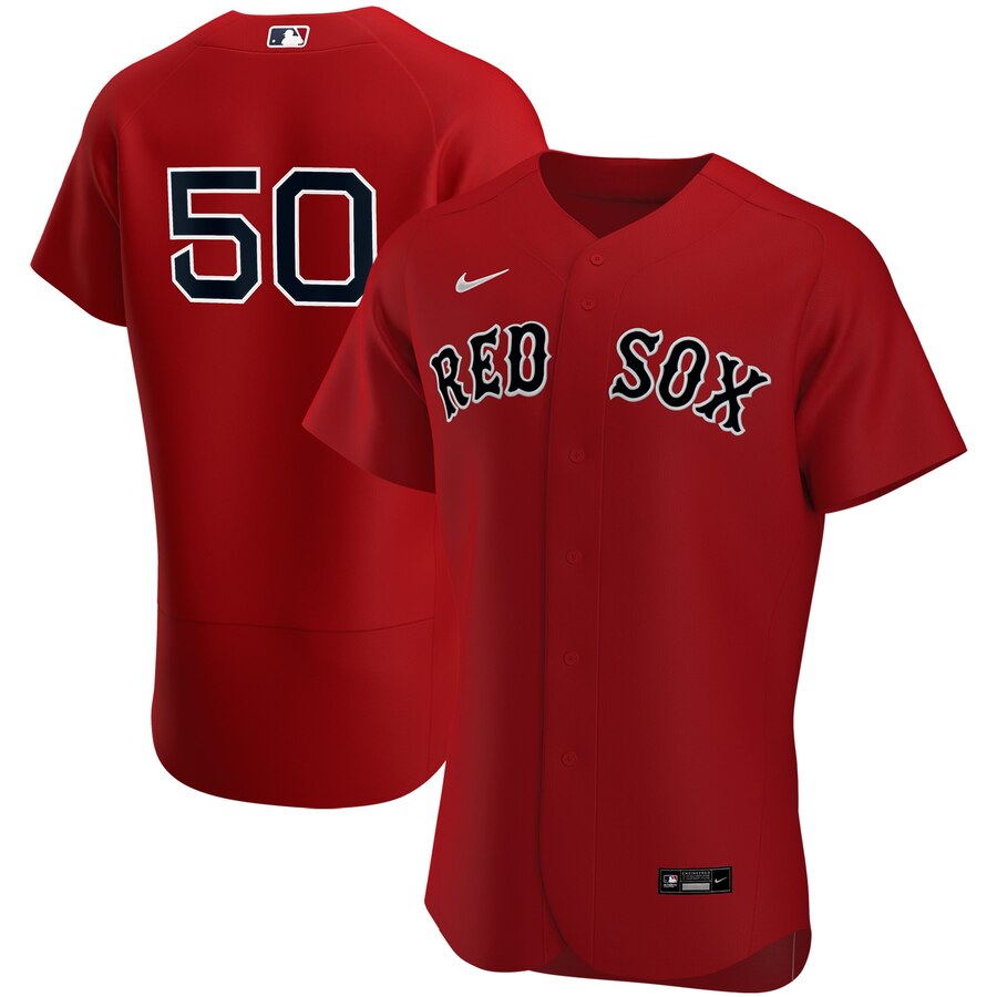 Personalized Boston Red Sox #50 Mookie Betts Men’s Red Alternate 2020 Authentic Player Team MLB Jersey