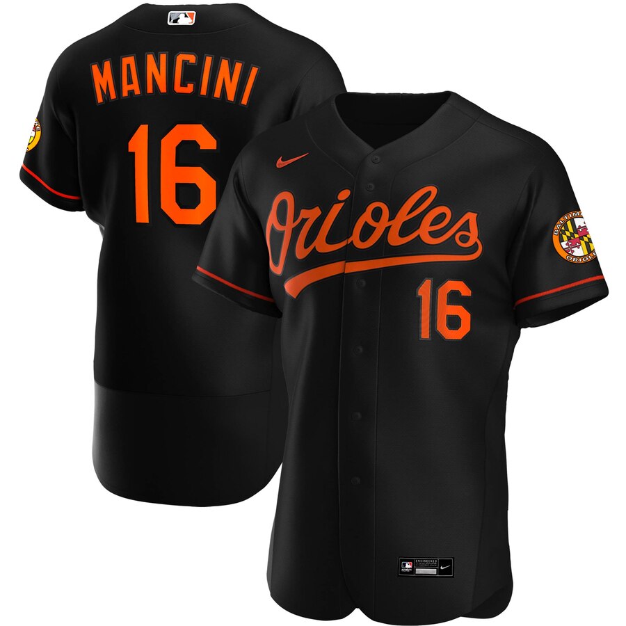 Personalized Baltimore Orioles #16 Trey Mancini Men’s Black Alternate 2020 Authentic Player MLB Jersey