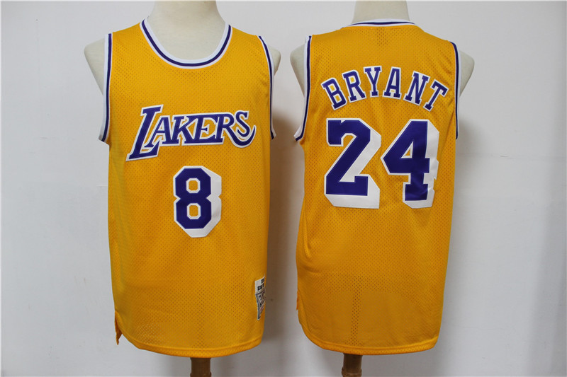 Personalized Lakers 8 & 24 Kobe Bryant Yellow 2020 Hardwood Classics Jersey