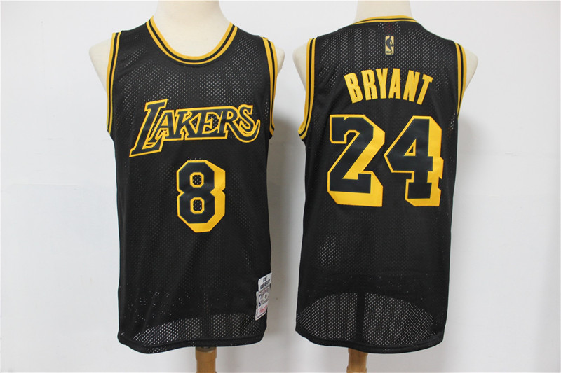 Personalized Lakers 8 & 24 Kobe Bryant Black 2020 Hardwood Classics Mesh Jersey