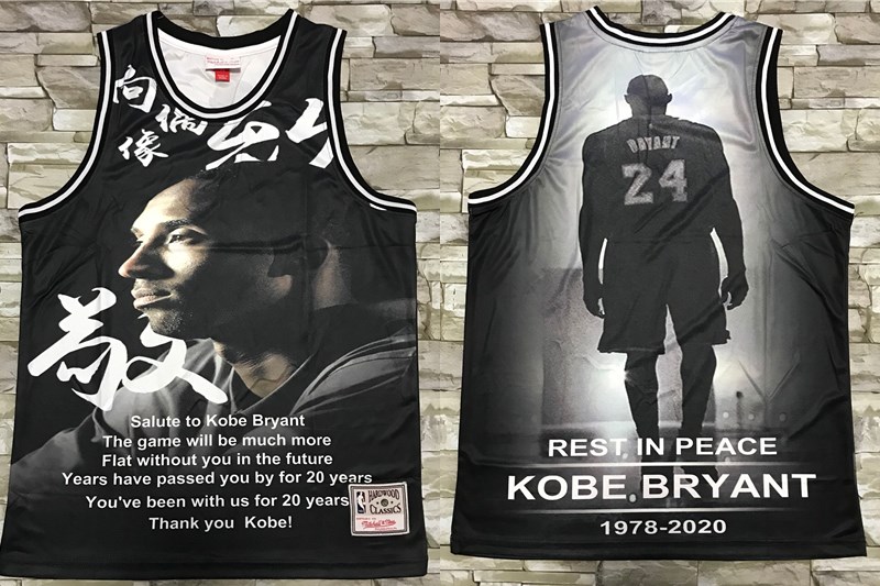Personalized Men’s Los Angeles Lakers #24 Kobe Bryant Black Retired CommemorativeSwingman Jersey