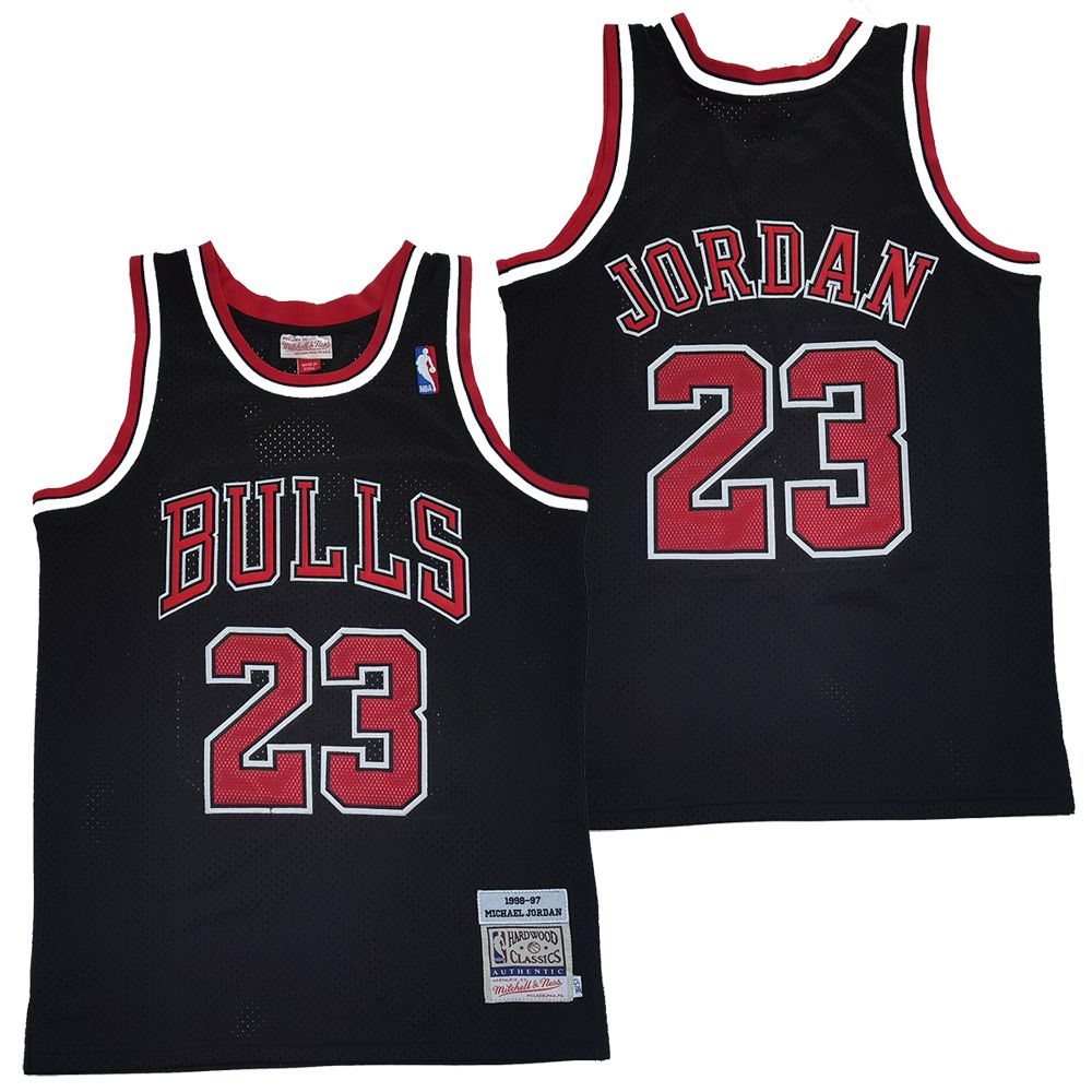 Personalized Bulls 23 Michael Jordan Black 1996-97 Hardwood Classics Mesh Jersey