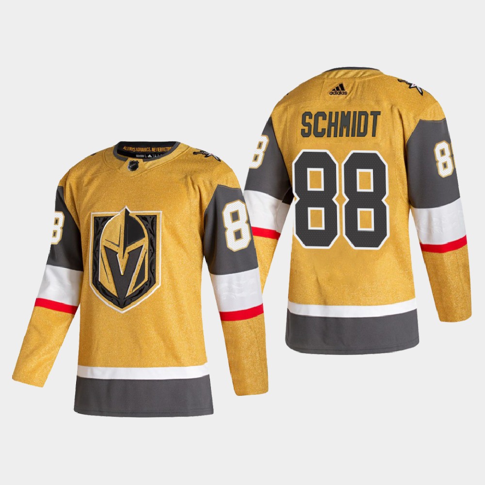 Personalized Vegas Golden Knights #88 Nate Schmidt Men’s 2020-21 Authentic Player Alternate Stitched NHL Jersey Gold
