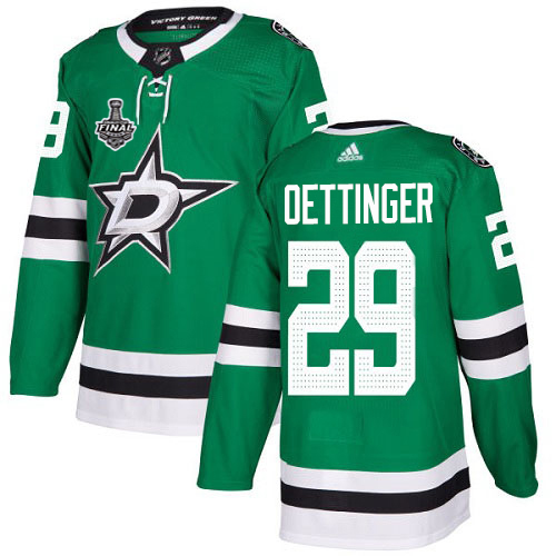 Personalized Stars #29 Jake Oettinger Green Home Authentic 2020 Stanley Cup Final Stitched NHL Jersey