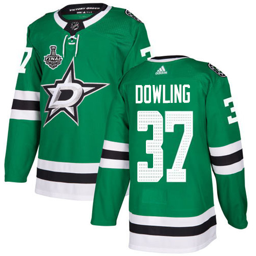 Personalized Stars #37 Justin Dowling Green Home Authentic 2020 Stanley Cup Final Stitched NHL Jersey