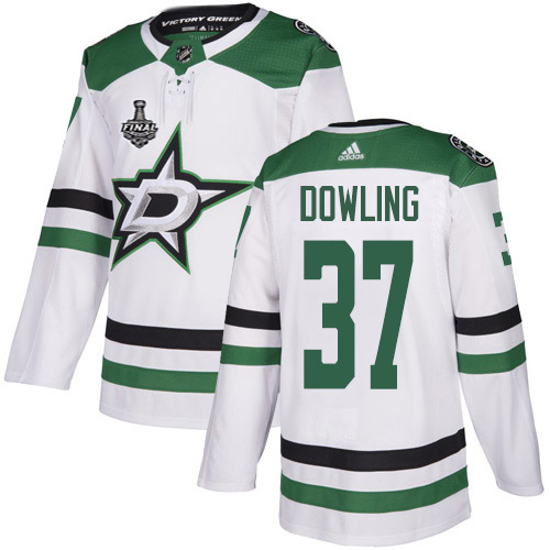 Personalized Stars #37 Justin Dowling White Road Authentic 2020 Stanley Cup Final Stitched NHL Jersey