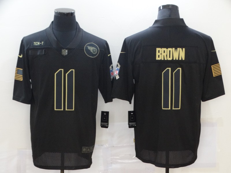 Personalized Titans 11 A.J. Brown Black 2020 Salute To Service Limited Jersey