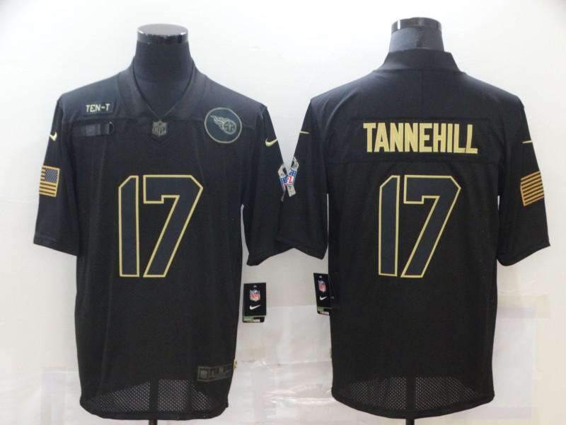 Personalized Titans 17 Ryan Tannehill Black 2020 Salute To Service Limited Jersey