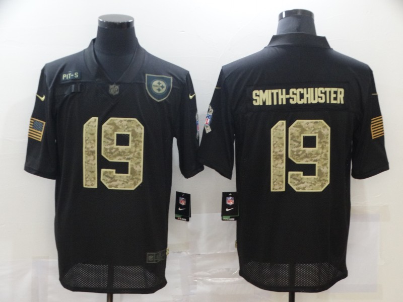 Personalized Steelers 19 JuJu Smith Schuster Black Camo 2020 Salute To Service Limited Jersey