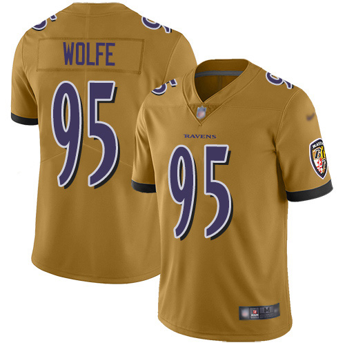 Personalized Ravens #95 Derek Wolfe Gold Men’s Stitched NFL Limited Inverted Legend Jersey