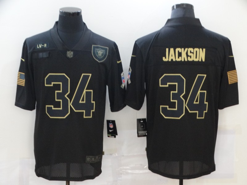 Personalized Raiders 34 Bo Jackson Black 2020 Salute To Service Limited Jersey
