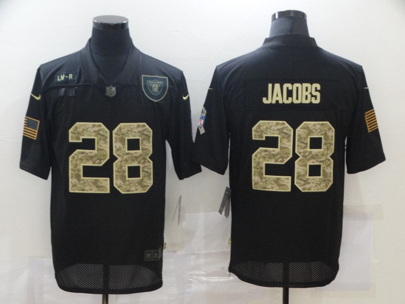 Personalized Raiders 28 Josh Jacobs Black Camo 2020 Salute To Service Limited Jersey