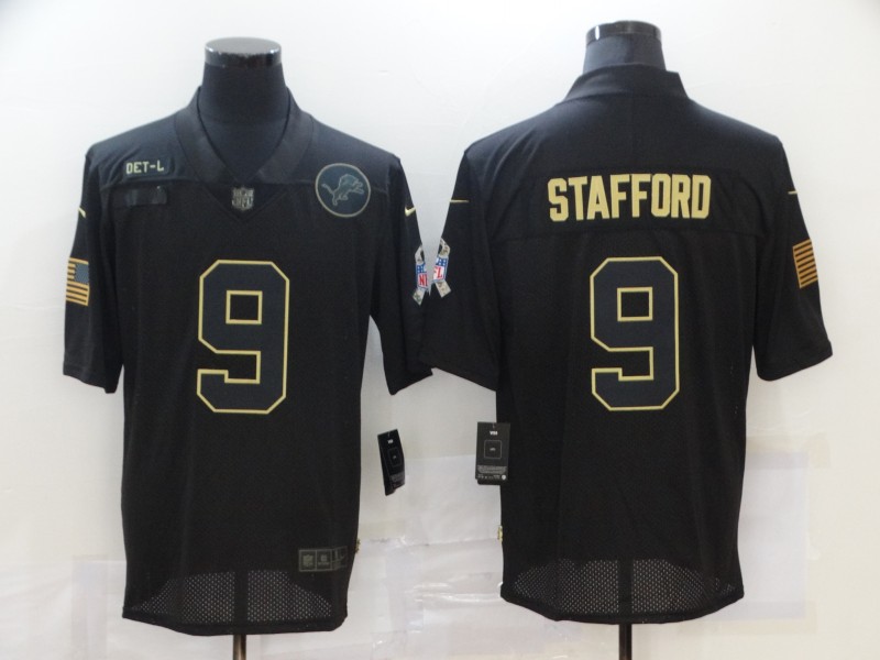 Personalized Lions 9 Matthew Stafford Black 2020 Salute To Service Limited Jersey