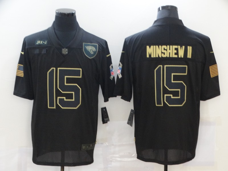 Personalized Jaguars 15 Gardner Minshew II Black 2020 Salute To Service Limited Jersey