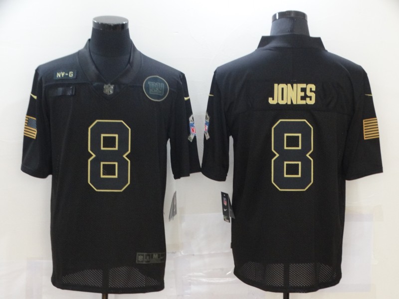 Personalized Giants 8 Daniel Jones Black 2020 Salute To Service Limited Jersey