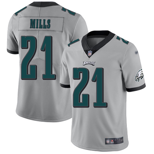 Personalized Eagles #21 Jalen Mills Silver Men’s Stitched NFL Limited Inverted Legend Jersey
