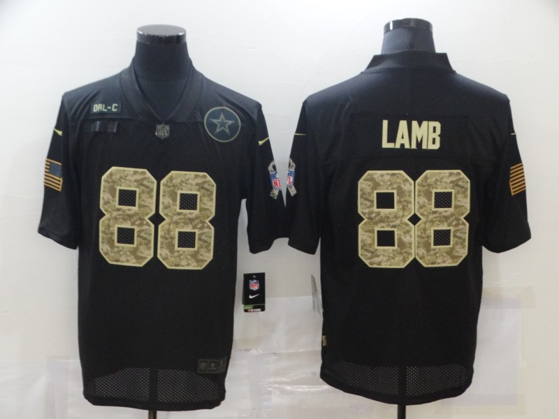 Personalized Cowboys 88 Ceedee Lamb Black Camo 2020 Salute To Service Limited Jersey