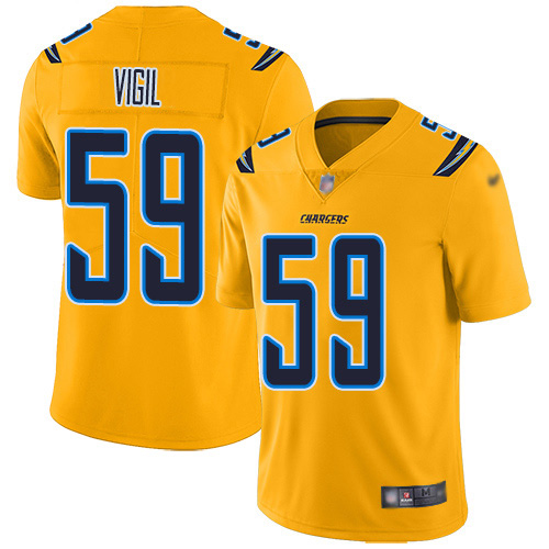 Personalized Chargers #59 Nick Vigil Gold Men’s Stitched NFL Limited Inverted Legend Jersey