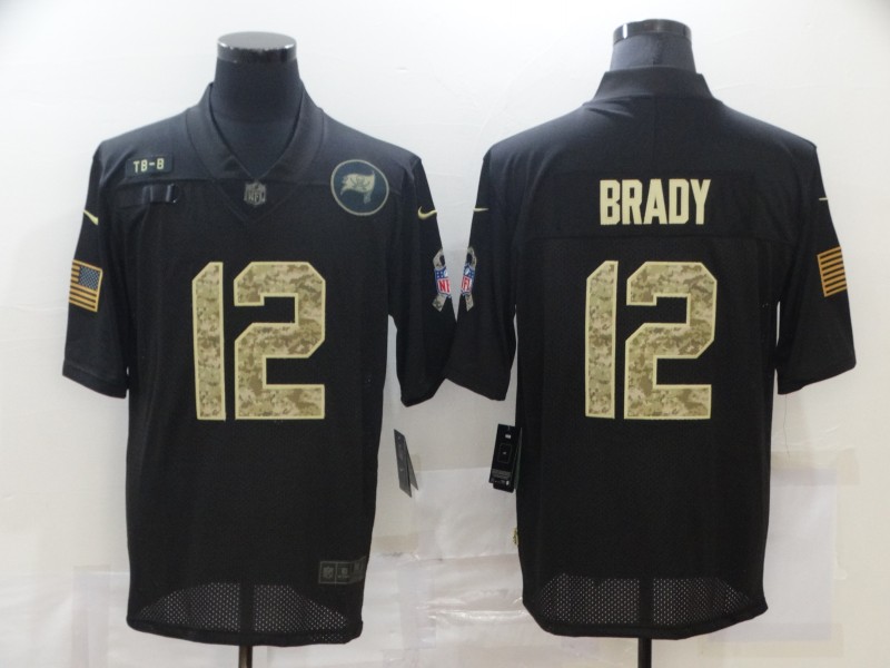 Personalized Buccaneers 12 Tom Brady Black Camo 2020 Salute To Service Limited Jersey