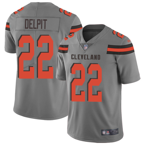 Personalized Browns #22 Grant Delpit Gray Men’s Stitched NFL Limited Inverted Legend Jersey