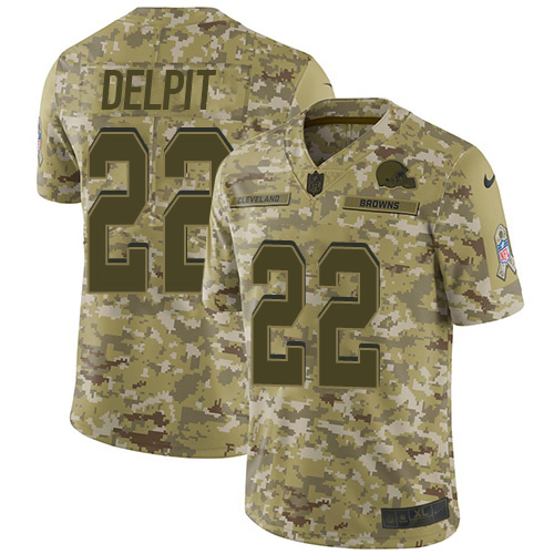 Personalized Browns #22 Grant Delpit Camo Men’s Stitched NFL Limited 2018 Salute To Service Jersey