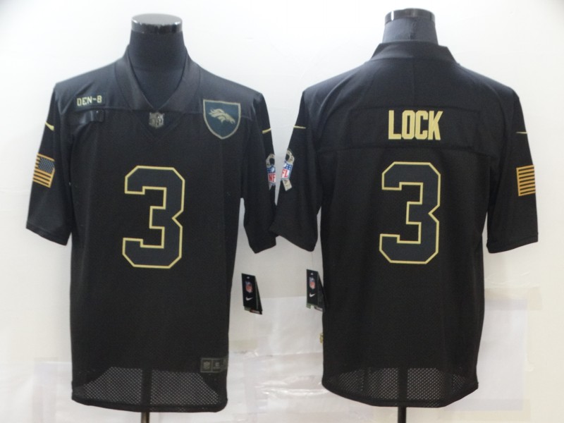 Personalized Broncos 3 Drew Lock Black 2020 Salute To Service Limited Jersey