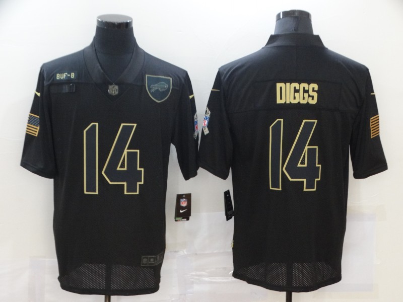 Personalized Bills 14 Stefon Diggs Black 2020 Salute To Service Limited Jersey