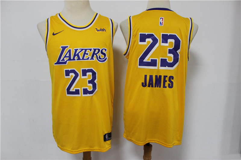 Personalized Lakers 23 Lebron James Yellow Swingman Jersey