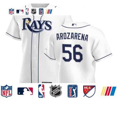 Personalized Tampa Bay Rays #56 Randy Arozarena Men’s White Home 2020 Authentic Player MLB Jersey