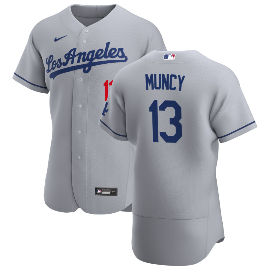 Personalized Los Angeles Dodgers #13 Max Muncy Men’s Gray Road 2020 Authentic Team MLB Jersey