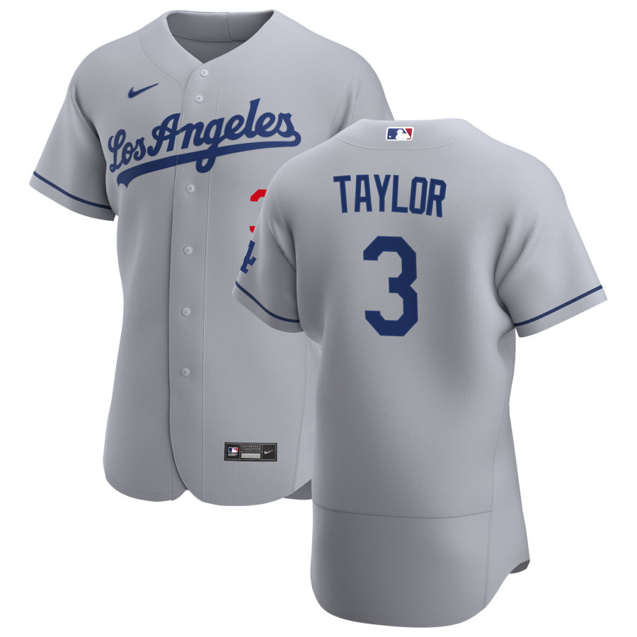Personalized Los Angeles Dodgers #3 Chris Taylor Men’s Gray Road 2020 Authentic Team MLB Jersey