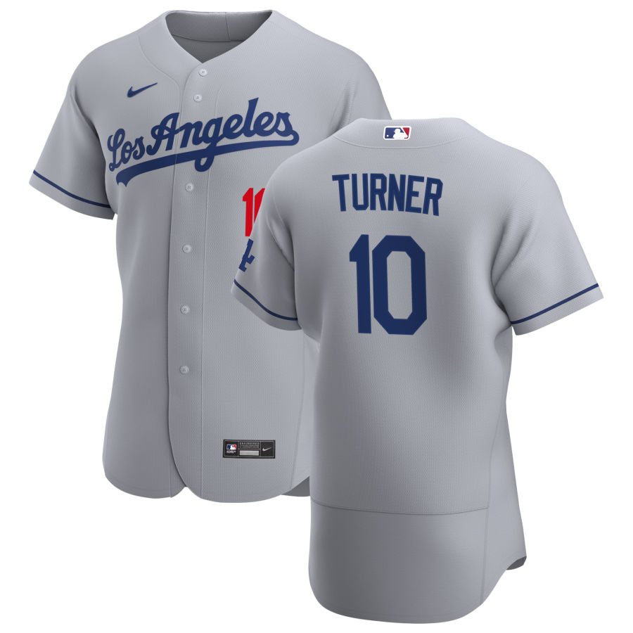 Personalized Los Angeles Dodgers #10 Justin Turner Men’s Gray Road 2020 Authentic Team MLB Jersey