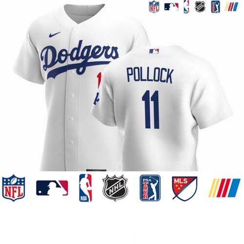 Personalized Los Angeles Dodgers #11 AJ Pollock Men’s White Home 2020 Authentic Player MLB Jersey