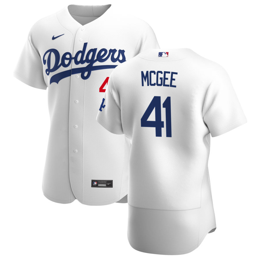 Personalized Los Angeles Dodgers #41 Jake McGee Men’s White Home 2020 Authentic Player MLB Jersey