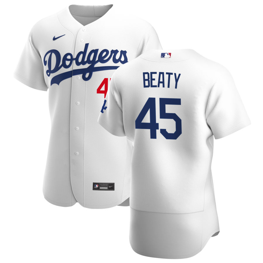 Personalized Los Angeles Dodgers #45 Matt Beaty Men’s White Home 2020 Authentic Player MLB Jersey