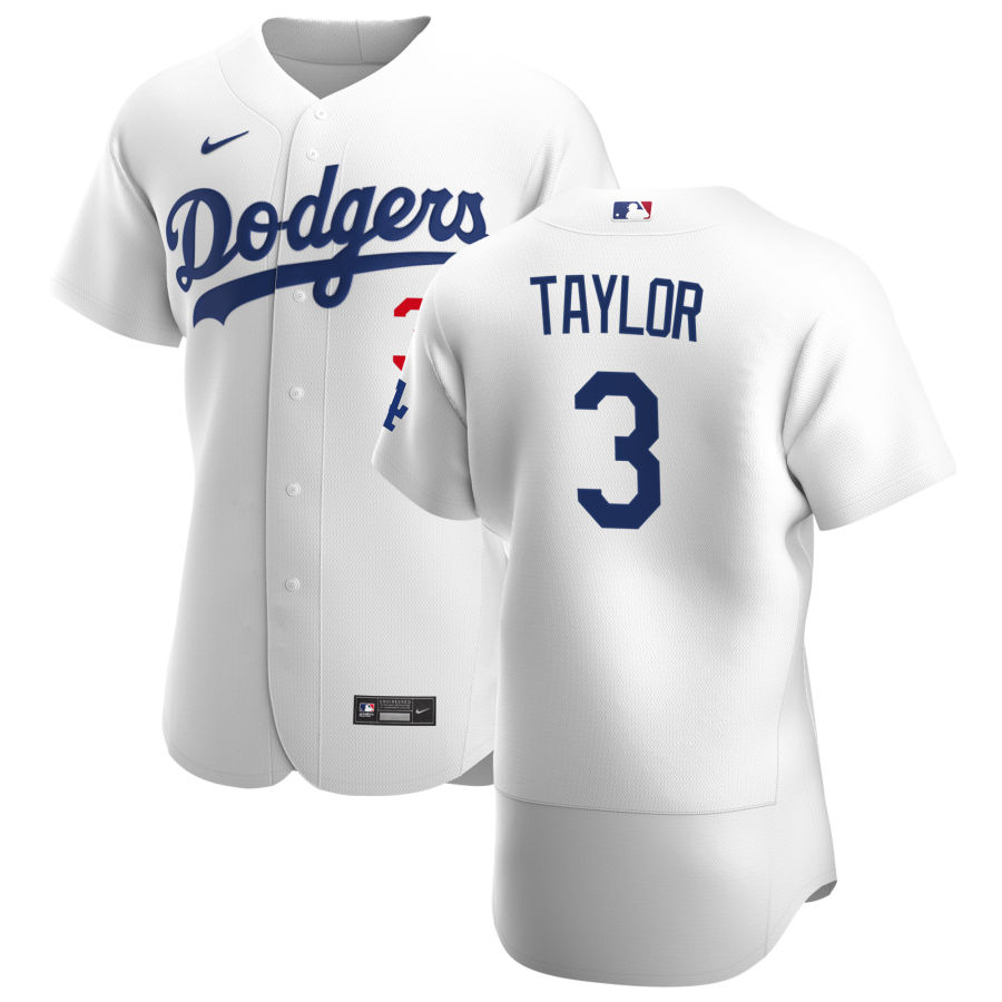 Personalized Los Angeles Dodgers #3 Chris Taylor Men’s White Home 2020 Authentic Player MLB Jersey