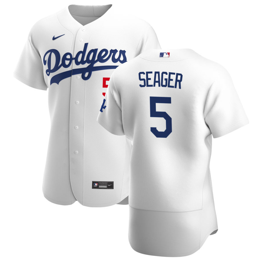 Personalized Los Angeles Dodgers #5 Corey Seager Men’s White Home 2020 Authentic Player MLB Jersey