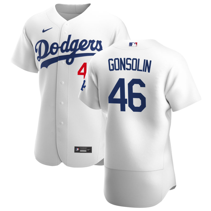 Personalized Los Angeles Dodgers #46 Tony Gonsolin Men’s White Home 2020 Authentic Player MLB Jersey